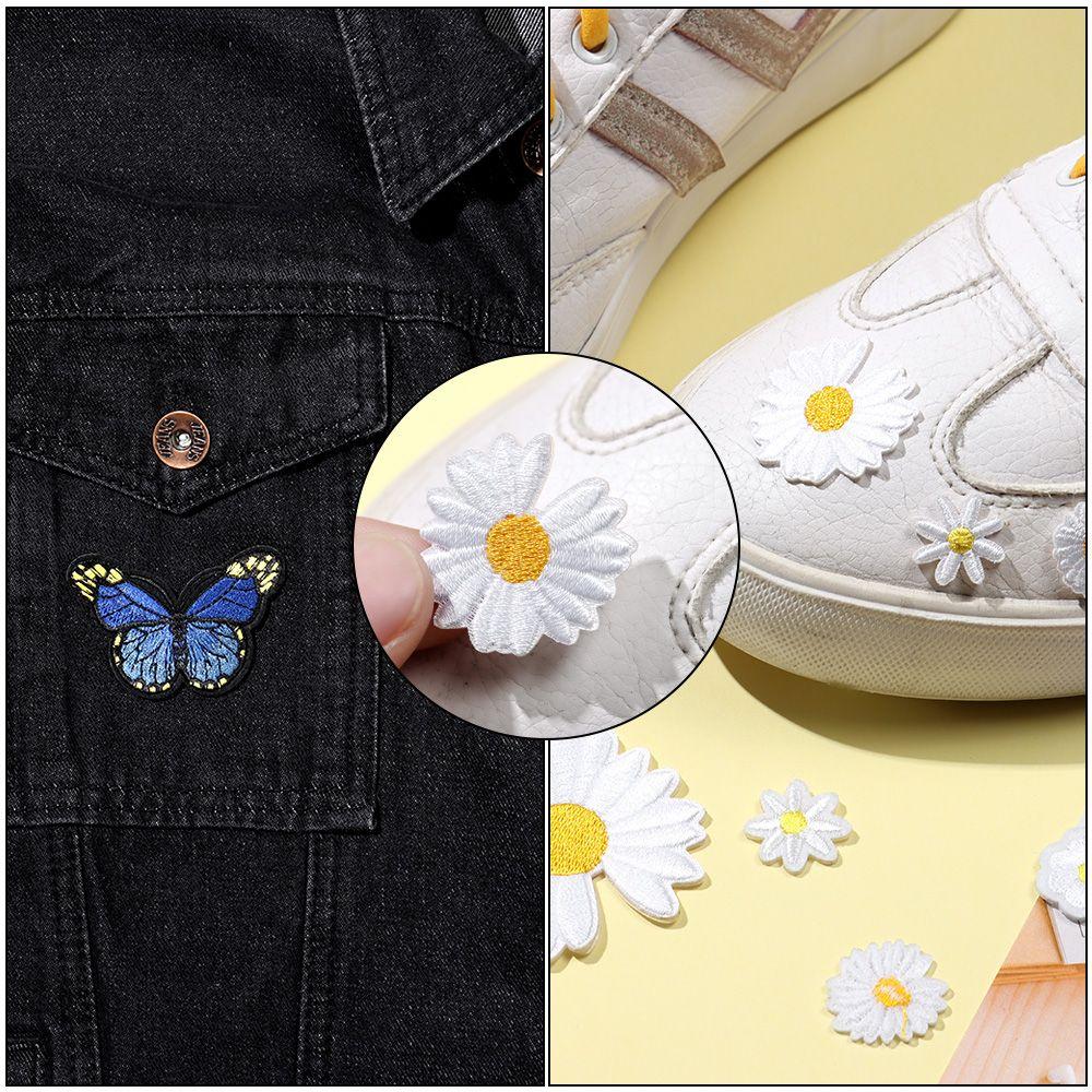 Autocolant Haine Pânză Brodată Fluture Aplică Termică Mică Margaretă Broderie
