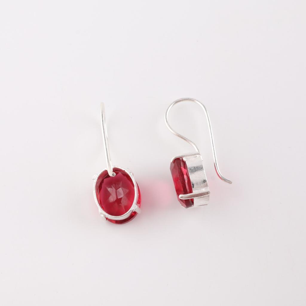 Pink Rubellite Gemstone 925 Sterling Silver Gift Jewelry Handmade Earrings 1.05" EE-173-2