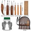 10 Stück Holzschnitzwerkzeuge Set mit Detail Holzschnitzmesser Holzmeißel Messer Handschuhe Schnitzmesser Schärfer Holzbearbeitungswerkzeuge