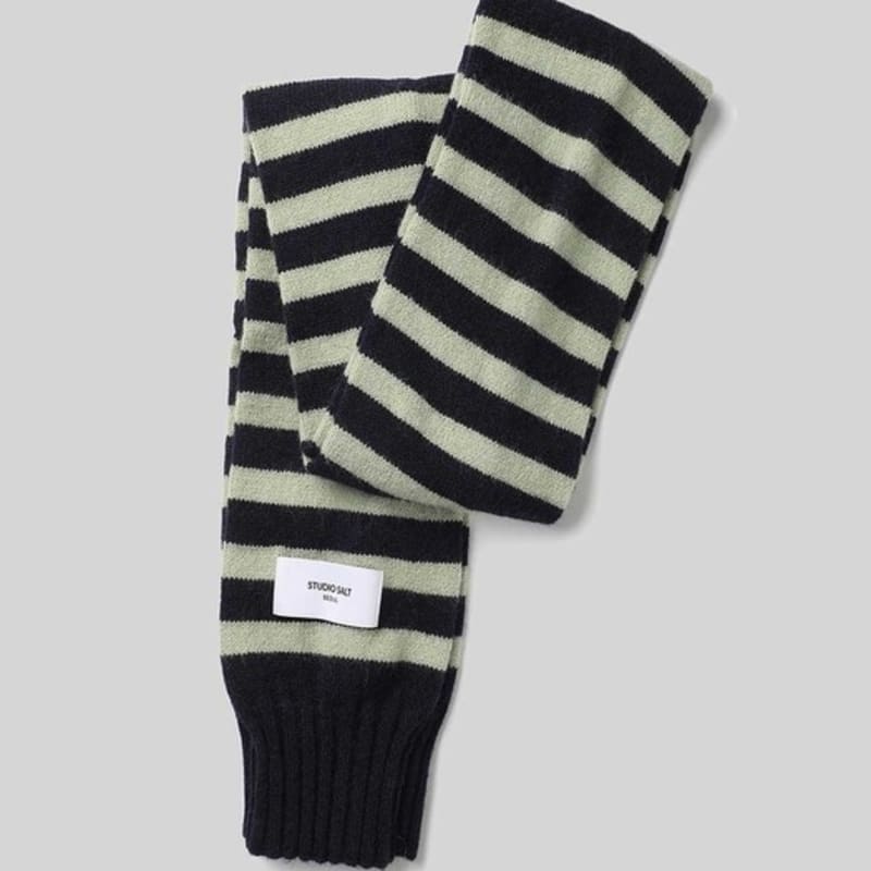 Studio Salt [24 WINTER][SALT Label] NOAH STRIPE KNIT SCHAL_GRÜN/MARINE