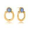Youthway Classic Horseshoe Blue Resin Stud Earrings For Women  Gold Plated Stainless Steel Earrings Fashion Jewelry Gift
