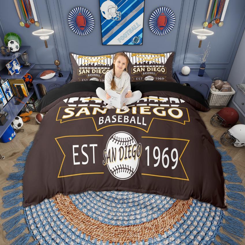 

Comforter Homewish Kids Teens Sport Baseball Print Bedding Set Ball Game Bedroom Set Room Decor Comforter (quilt)-EU Single(135*200cm)3pcs