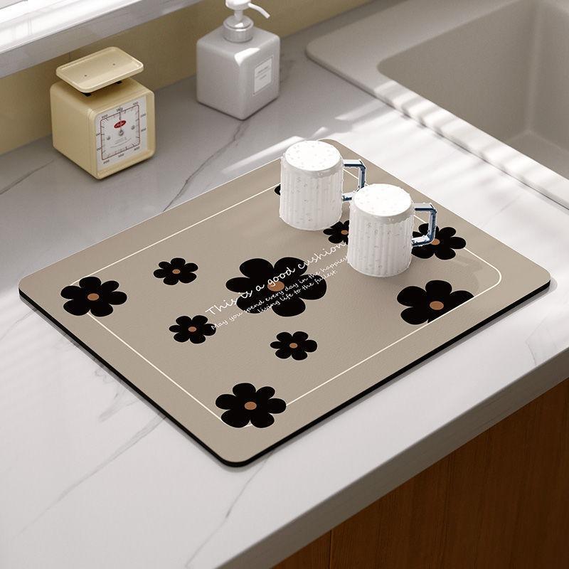 Summer Fruit Flower Kitchen Drainage Mat Retro Style Tableware Drying Mat Absorbent Meal Mat Drainage Tableware Mat Accessories