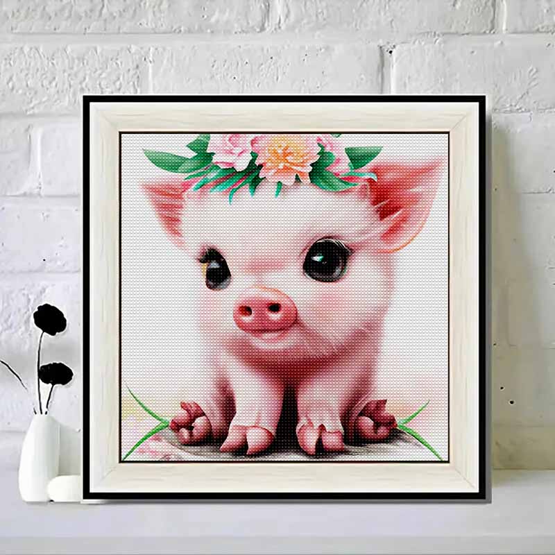 Nowość 5D DIY Pełne Okrągłe Malowanie Diamentami "Świnka" Haft Krzyżykowy Dekoracja Domu Prezent