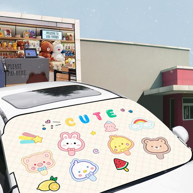 Snow Windshield Cover Cartoon Pattern Automotive Windshield Snow Covers Multi-purpose Car Accessories For Cars Trucks SUV MPV