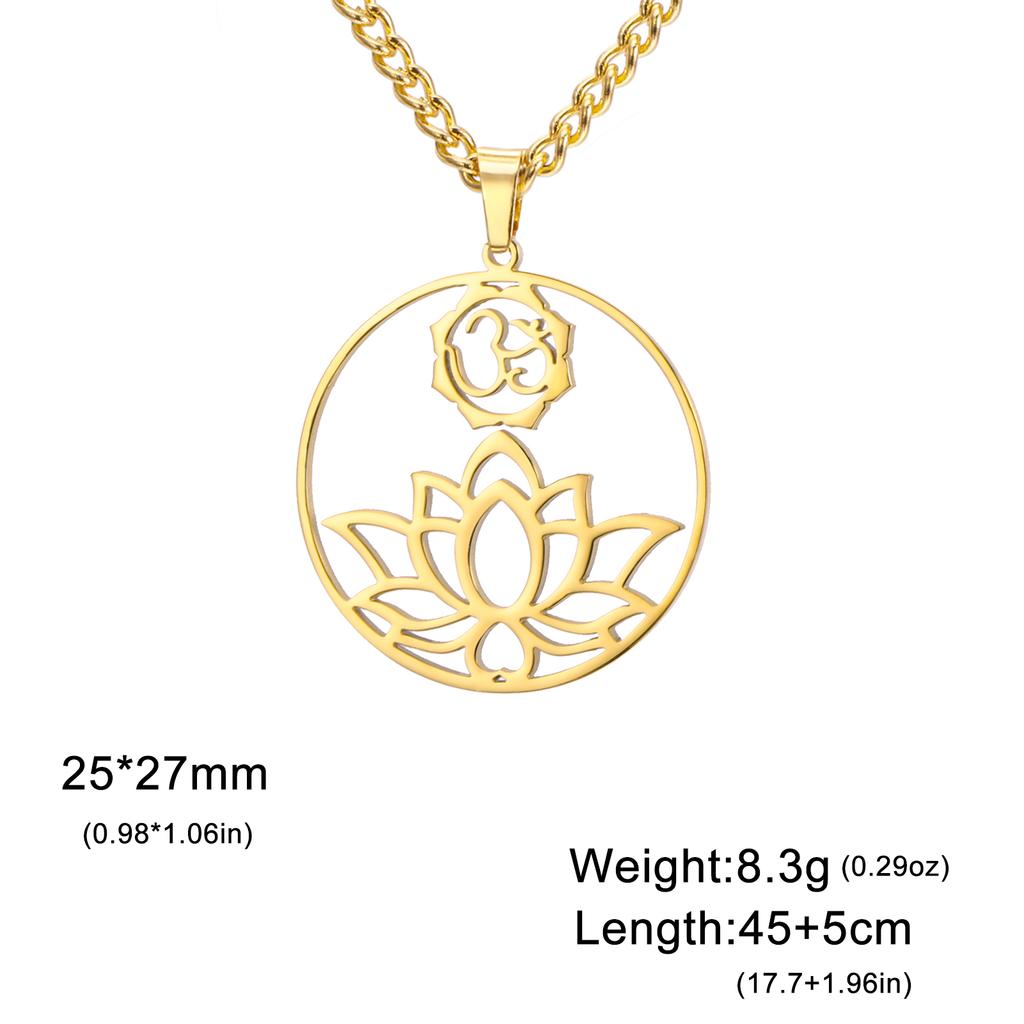 Lemegeton Lotus Necklace for Women Yoga Flower Spiritual Stainless Steel Jewelry Vintage Pendant Necklaces Accessories Gift