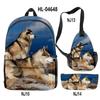 Classico Novità Strano Divertente Cool Husky Stampa 3D 3pz/Set alunno Zaini Scolastici Zaino per Viaggio per Laptop Borsa da Petto Astuccio
