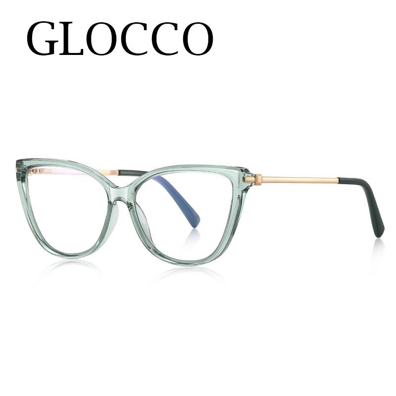 Anti Blue Light Cat Eye Transparent Green Reading Glasses Women Spring Hinge Hyperopia Eyeglasses Fashion Computer Eyewear