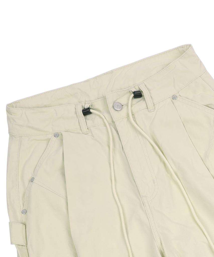 XTONZ Xp291 Pile Side Shirred Wide Cotton Pants (Cream)