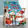 Beautiful Christmas Two Snowman Personalized Text Blanket Multi-purpose Customizable Blanket Ultra-Soft Versatile for Bed Livingroom Office Couch