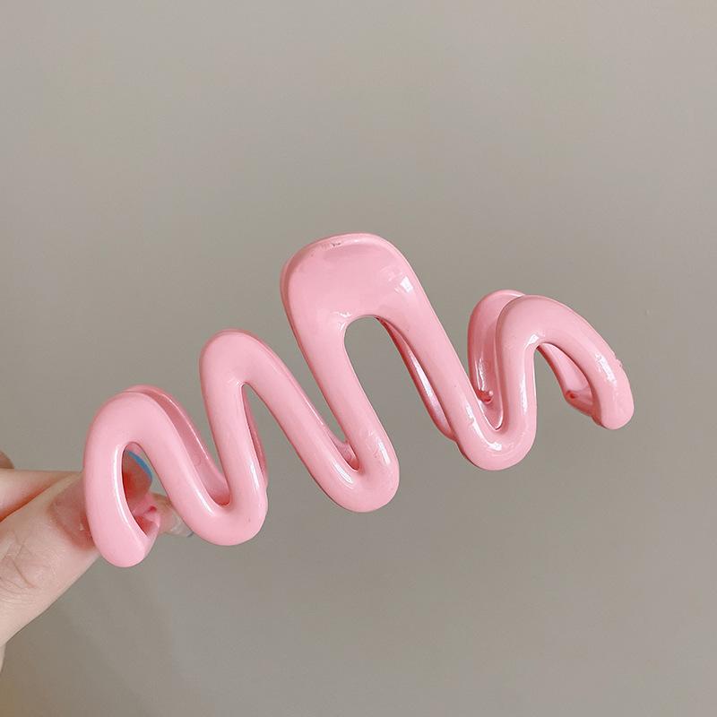 

Синий Зажим для волос в форме волны цвета крема для женщин Милые милые нерегулярные зажимы-акулы Большой зажим для хвостика Заколки для волос 11 см