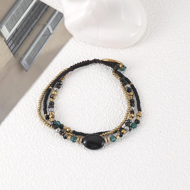 

Многослойный простой и модный женский браслет ручной работы в богемном этническом стиле с кристаллами из натурального камня
