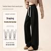 Baleno Women's Winter High-Waist Fleece-Lined Straight Wide-Leg Pants