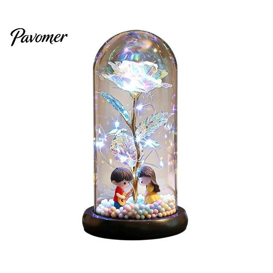 Birthday Rose Present Flower Gifts for Her Mom Wife Grandma Light Up Eternal Gift in A Dome Romantic Anniversary Valentine's Day Christmas