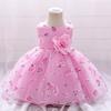 Baby Girl Princess Dress Pink Tulle Printed Gown 1-3 Years Old Kids Party Wear