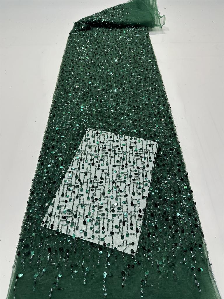 African Groom Lace Fabric For Sewing Party Dresses 2025 High Quality French Mesh Fabric Embroidered Nigeria Sequins Lace 5 Yards