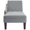 Chaiselongue with Cushion and Right Armrest Light Grey Fabric