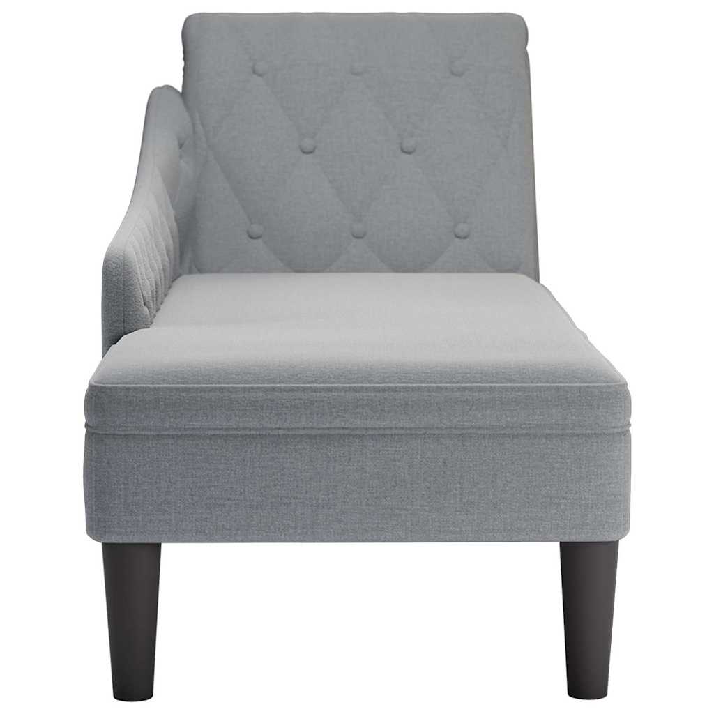 Chaiselongue with Cushion and Right Armrest Light Grey Fabric