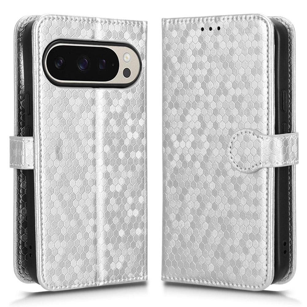 For Google Pixel 10 Pro XL Wallet Case Dot Pattern Imprint PU Leather Phone Cover with Wrist Strap