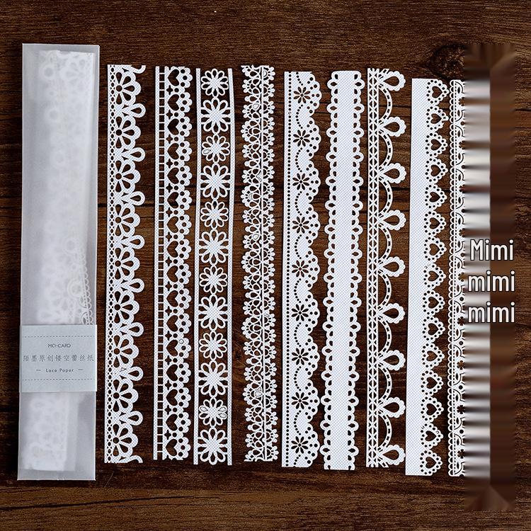 8 Styles Momo Hollow Lace Paper - Alice's Tea Party Scrapbook Diary Decorative Base Paper