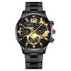 Men's Luminous Quartz Sports Watch with Steel Strap and Calendar