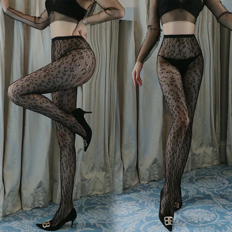 Fashion New Female Vintage Jacquard Pantyhose Retro Leopard Print Tights Sexy Lingerie Fishnet Stockings Long Socks Women Girls