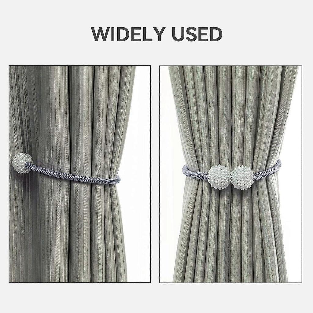 6 Pack Magnetic Curtain TieBacks, Curtain Clip Cord Buckle, Curtain Drape Holdbacks for Home Office Window, Decorative Weave Rope Holder, Grey