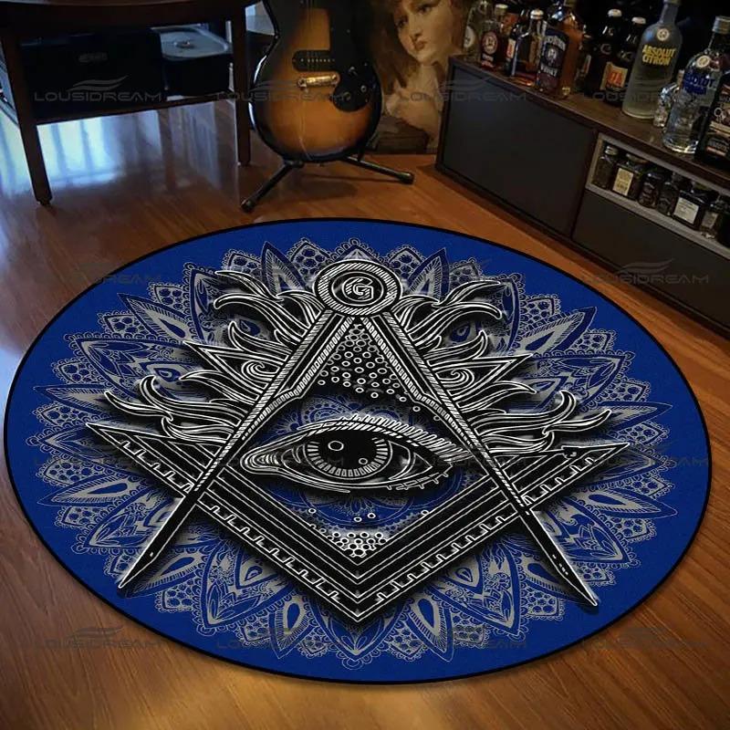  Disney Retro Round Mat Freemason Sect Pattern Flannel Carpet Home Decoration Bedroom Living Room Enter Door Floor Rug