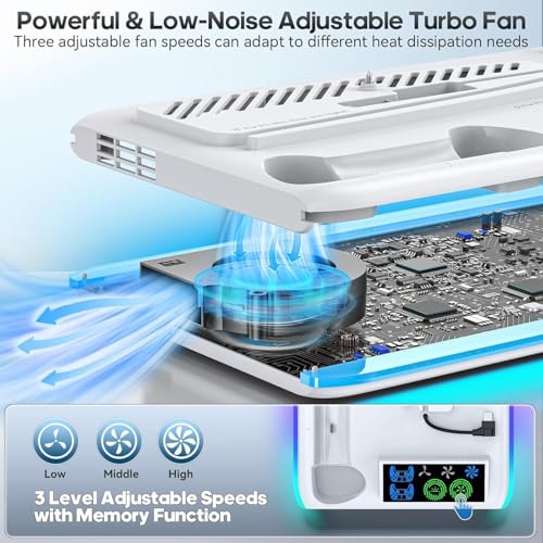 [Compatible with PS5/Slim/Pro] PS5 3 USB + 1 Type-C Charging Stand with Vertical Cooling Fan, Dual Controller Charging Station with LED Lights and Con