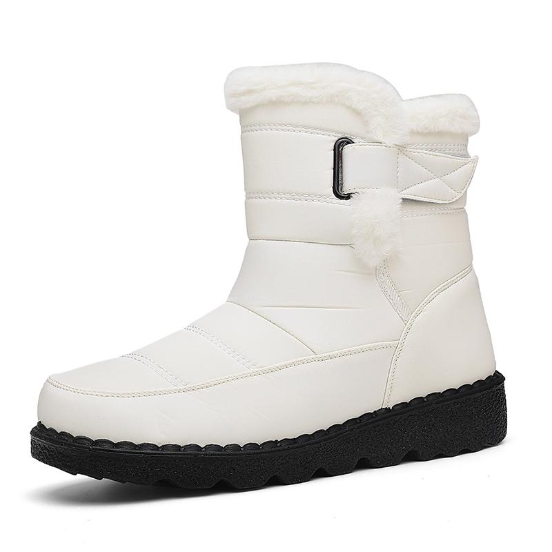 Женские ботинки, зимние короткие сноубутсы, на подкладке и теплые, утолщенные, уличные белые ботинки с высоким голенищем, противоскользящие, спортивные на толстой подошве, 37 белый