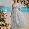 European Embroidered Multi-Color Floral Tulle Wedding Dress