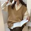 Andy New Loose Fashion Lazy Style Pullover V kaelusega vest, varrukateta kootud vest, naiste kampsun