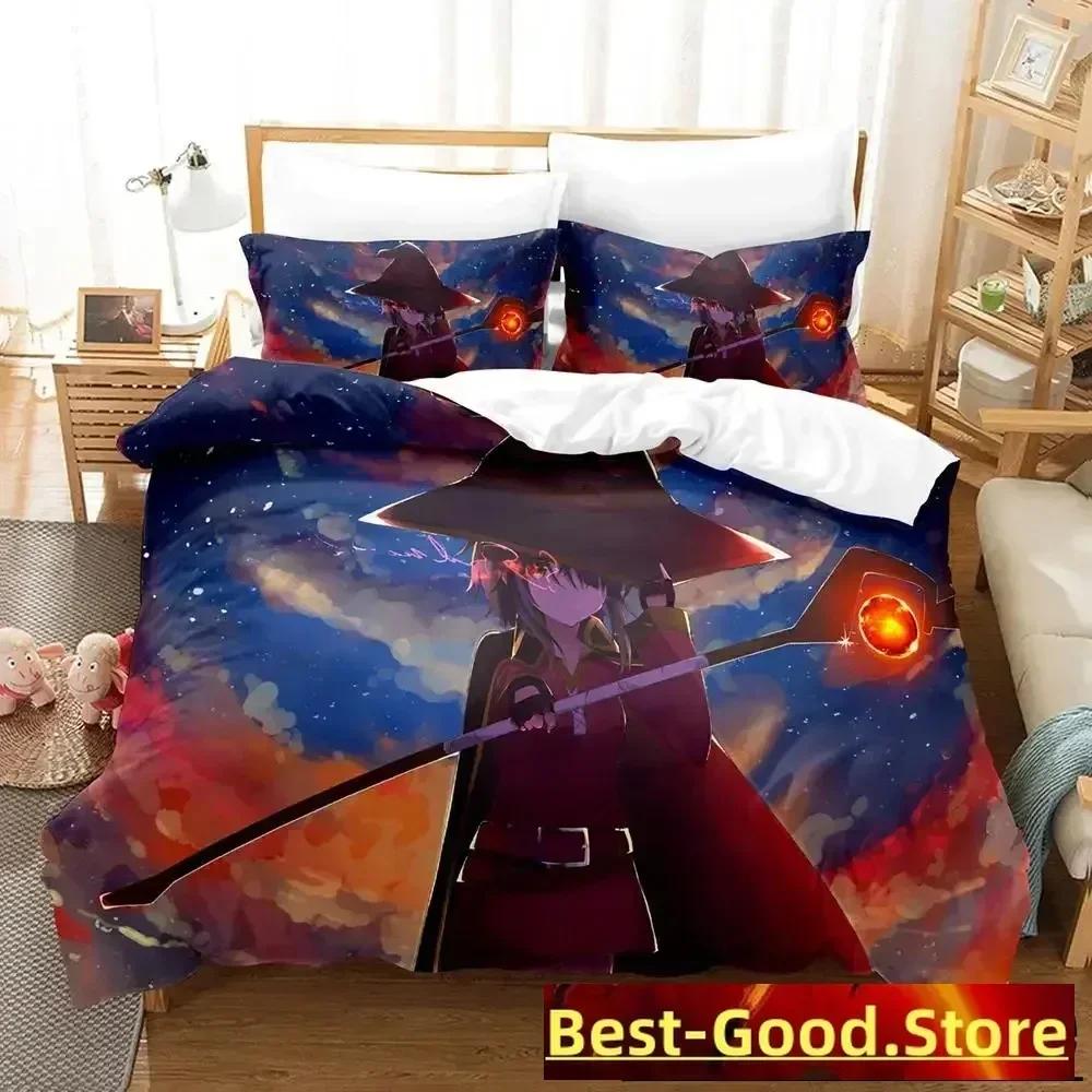 3d Anime KonoSuba Bedding Set Printed Bed Set With Pillowcase Bed Duvet Cover Soft Queen King Size Bedclothes Home Kids Adult