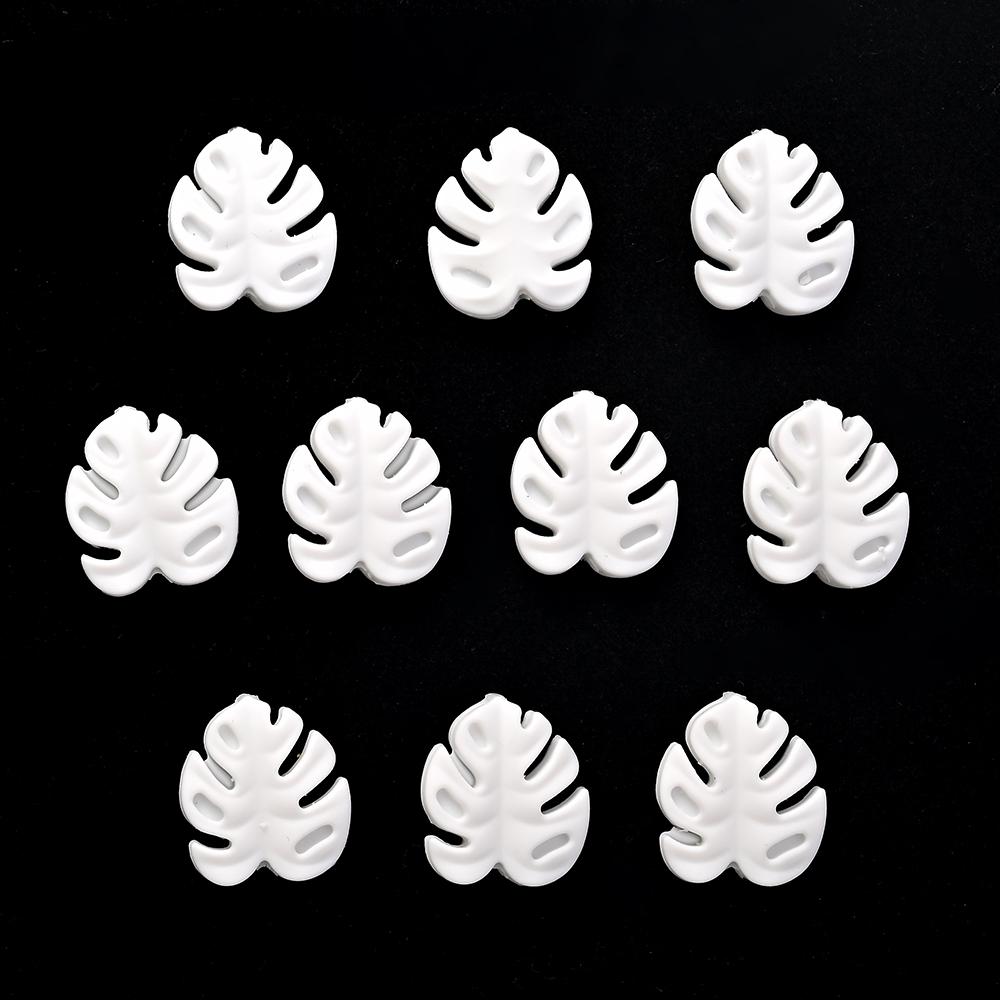 10Pcs Cartoon Leaf Silicone Beads Baby Teether Toy Infant Pacifier Chain Chewable Nursing Teether For DIY Handmade Accessories