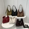 Large-capacity commuting new winter popular solid color simple texture casual shoulder underarm tote bag women