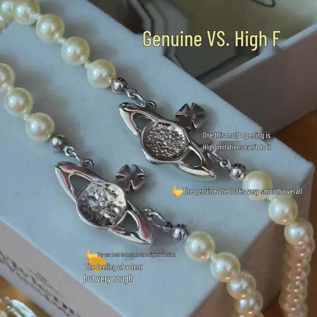 Vivienne Westwood Saturn Pearl Necklace: Women's Luxury Choker with Vivienne's Planet Clavicle Chain