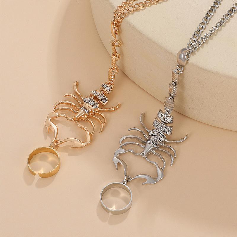 Retro- und trendiges Einzelmetallarmband mit übertriebener Persönlichkeit und mikroeingelegtem dreidimensionalem Skorpion-Fingerarmband für Frauen