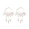 Temperament White Shell Petal Earrings, Small Personality Fresh Mori Flower Pearl Stud Earrings Female