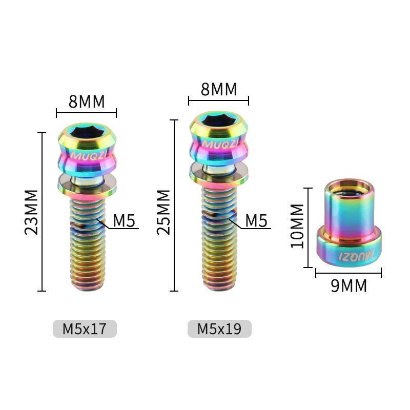1/2Pcs Titanium Bolt M5X17Mm M5X19Mm Bicycle Nut Titanium Alloy Stem Bolts Road Folding Bike Screw Accessories