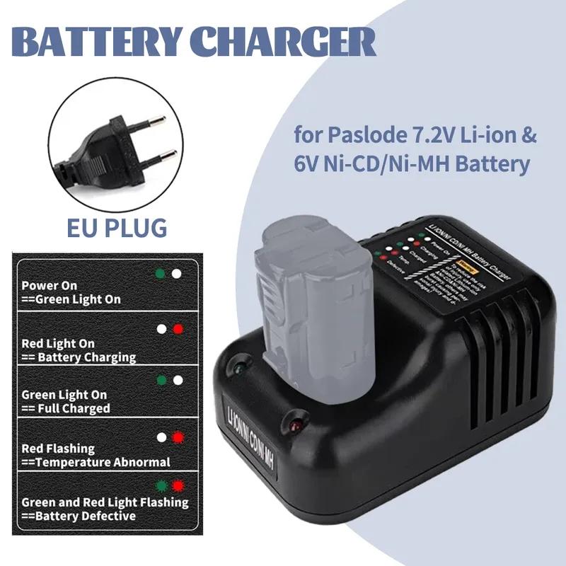 EU Plug Battery Charger for Paslode 7.2V Li-ion 902600 B20543 6V Ni-CD/Ni-MH Battery 404400 900400 900420 900200 900600