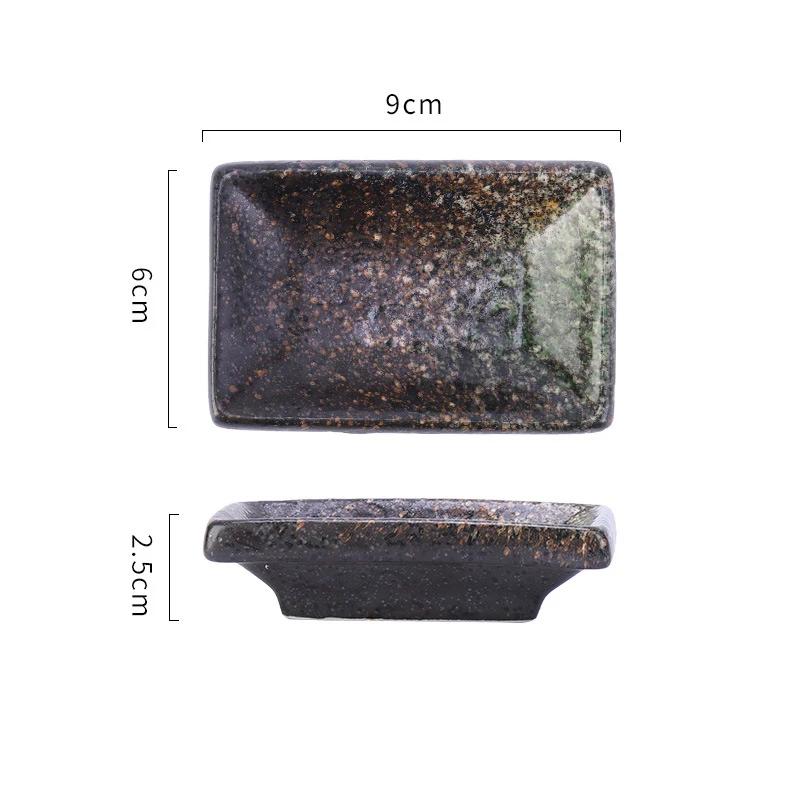 4Pcs Ceramic Rectangle Small Sauce Dish Japanese Style Flavoring Sushi Mustard Plate Soy Sauce Cherry Blossom Pepper Tray Home