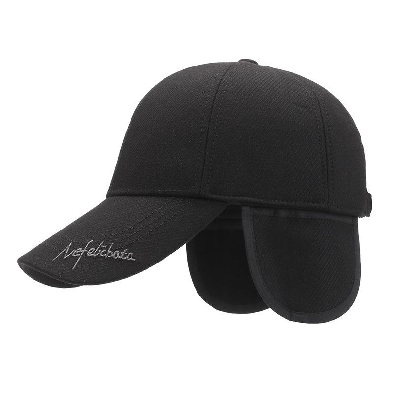 New Woolen Hat Warm Ear Protector Baseball Cap Fashion Cap Middle-Aged And Elderly Outdoor Leisure Cotton Hat