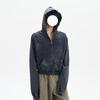 Herren Damen Kapuzenpullover mit durchgehendem Reißverschluss Gewaschener Vintage-Look Mit Strasssteinen Verziert Lockerer Schnitt