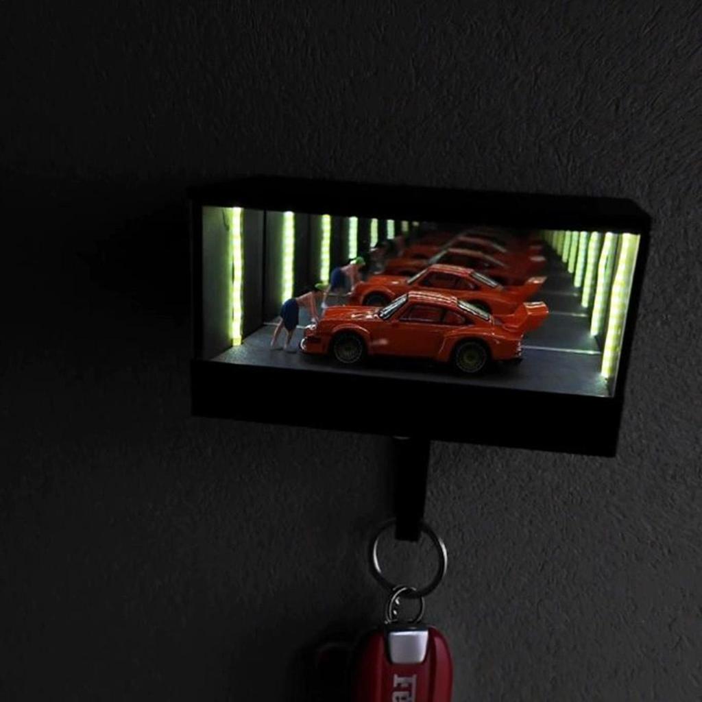 Infinity Garage Key Holder Garage Hooks Box LED Organizer USB Charging Decorative Mirror Illusion House Key Holder Home Decor