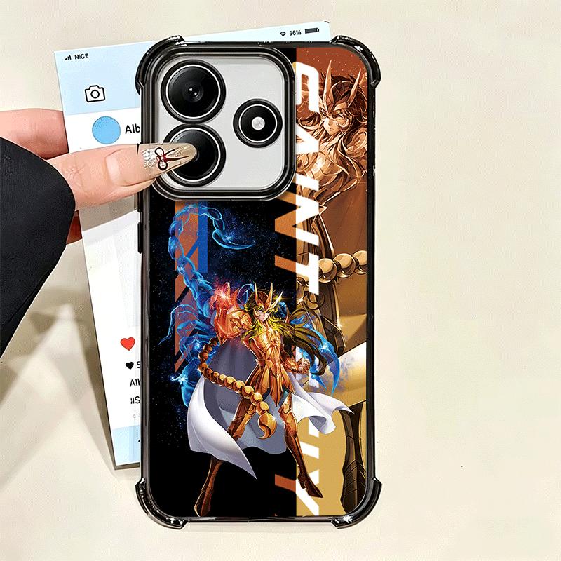 Anime S-Saint S-Seiya Plating Phone Case For Xiaomi Poco X5 X6 X7 X8 Pro Max F8 Ultra F7 M8 M7 M5S Redmi 15C 15 14C 13C 13 X3 12