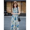 MOKANA Fashion Elegant Printed Sleeveless Mid-Length Ink Wash Dress