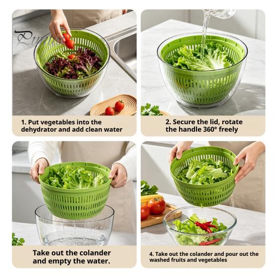Home Kitchen Vegetable Spinner Salad Spinner, Detachable Bowl And Mesh Basket Design, Manual Transparent Basin for Washing Hand-Centrifugal