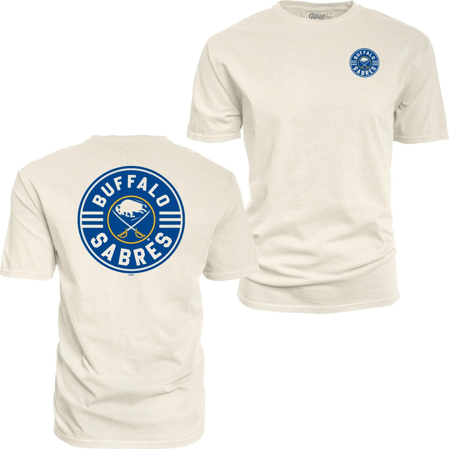Blue 84 NHL Unisex-Adult NHL Officially Licensed T-Shirt Ringspun Front/Back Ivory Puck Unisex T-Shirt XL