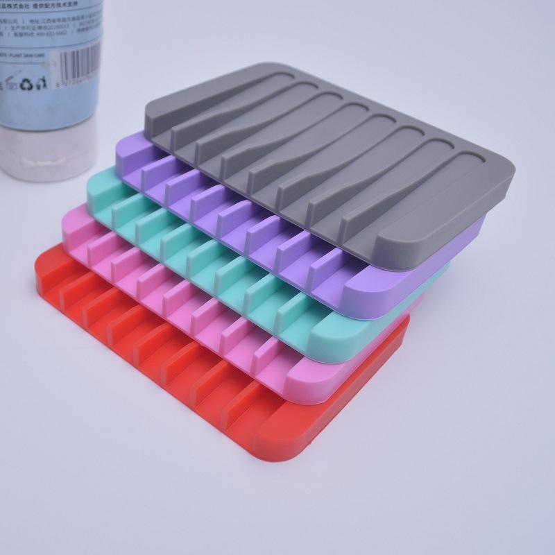 1-6PCS Silicone Soap Box Creative No Punching Silicone Soap Holder Simple Draining Soap Solder Without Water Accumulation Box