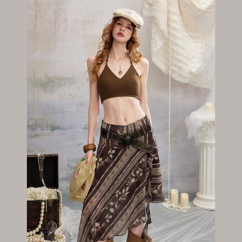 unifree Retro Mosaic Print Beaded T-Shirt Set